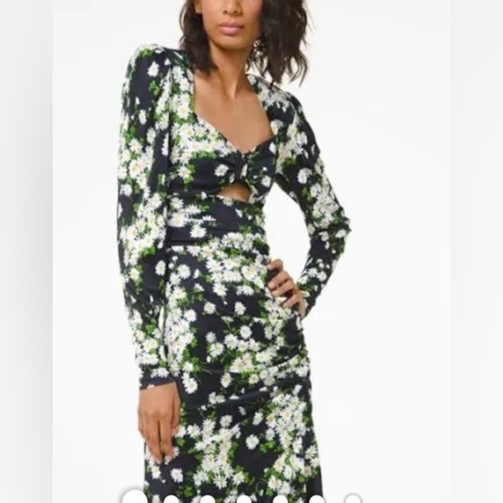 MICHAEL KORS COLLECTION NWT Daisy Ruched Satin Jersey Dress Runway Size 0 - Picture 5 of 17